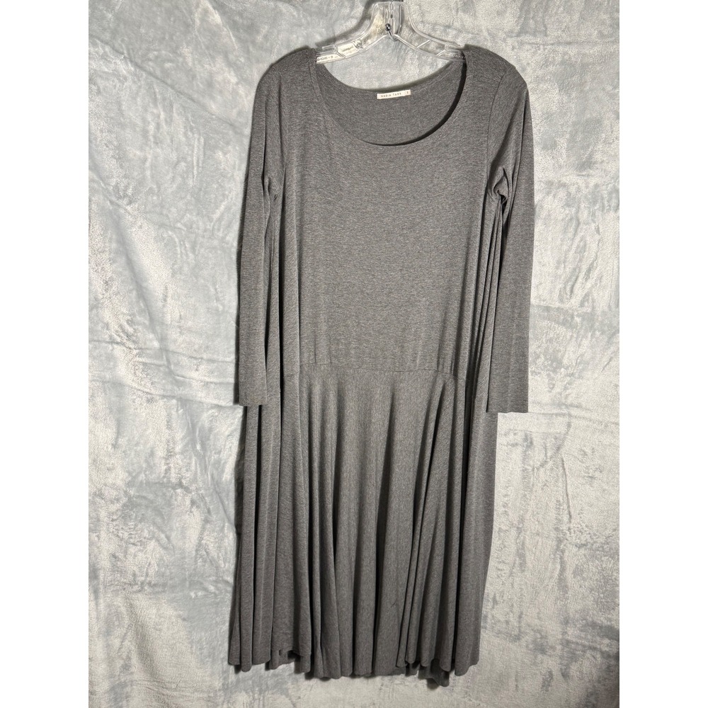 Nadia Tarr‎ Grey Long Sleeve Drop Waist Midi Dress Womens Size Small
